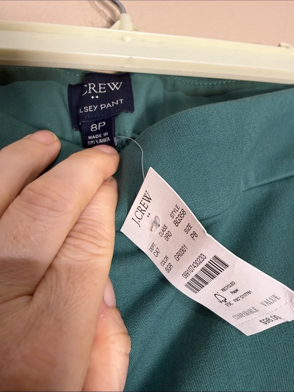 J. Crew Teal Green Kelsey Pants